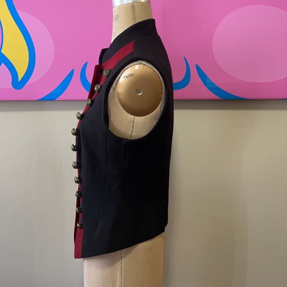 DKNY Red Black Wool Military Vest - Picture 7 of 11